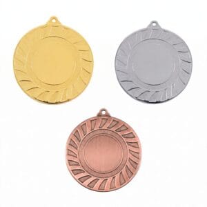 Medalla deportiva DUBRA en sus tres acabados: oro, plata y bronce