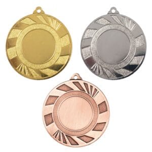 Medalla deportiva EUME en sus tres acabados: oro, plata y bronce