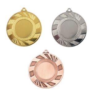 Medalla deportiva EUME en sus tres acabados: oro, plata y bronce