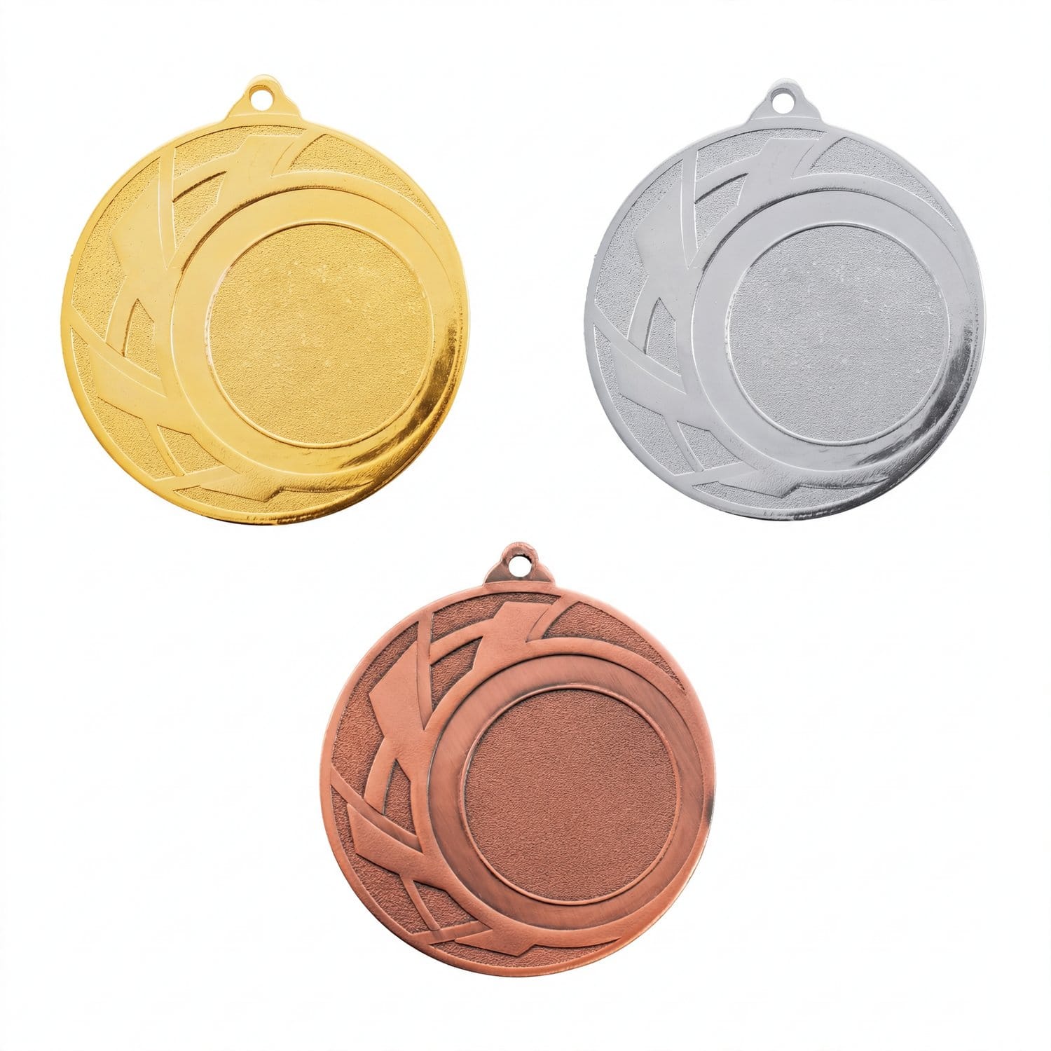 Medalla deportiva ONS en sus tres acabados: oro, plata y bronce