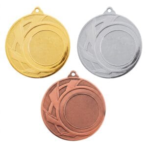 Medalla deportiva ONS en sus tres acabados: oro, plata y bronce