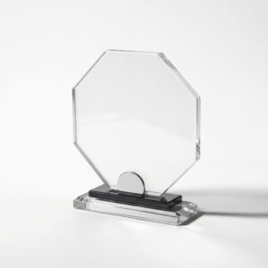 placa homenaje sarandón de cristal octogonal